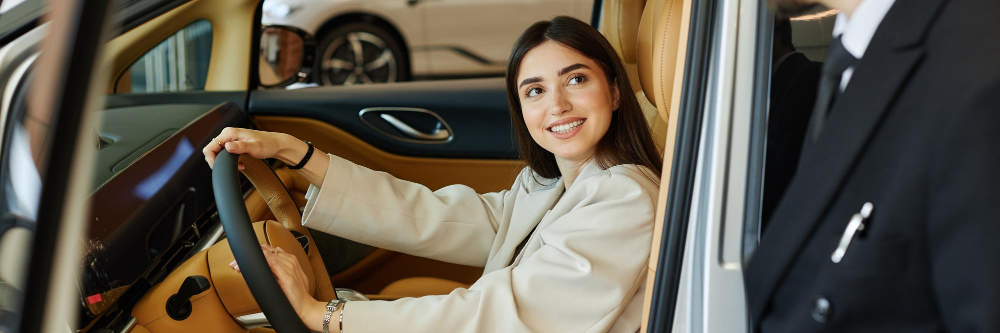A female inside the car